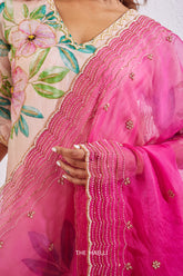 Morni Magenta Organza Silk Dupatta